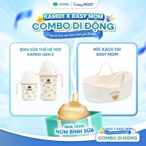 [Combo di động] Bình sữa Kamidi Gen 2 Thế Hệ Mới x Giỏ Nôi Di Động Easy Mom